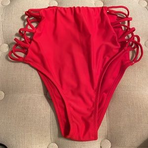 Red high waisted pole dance wear